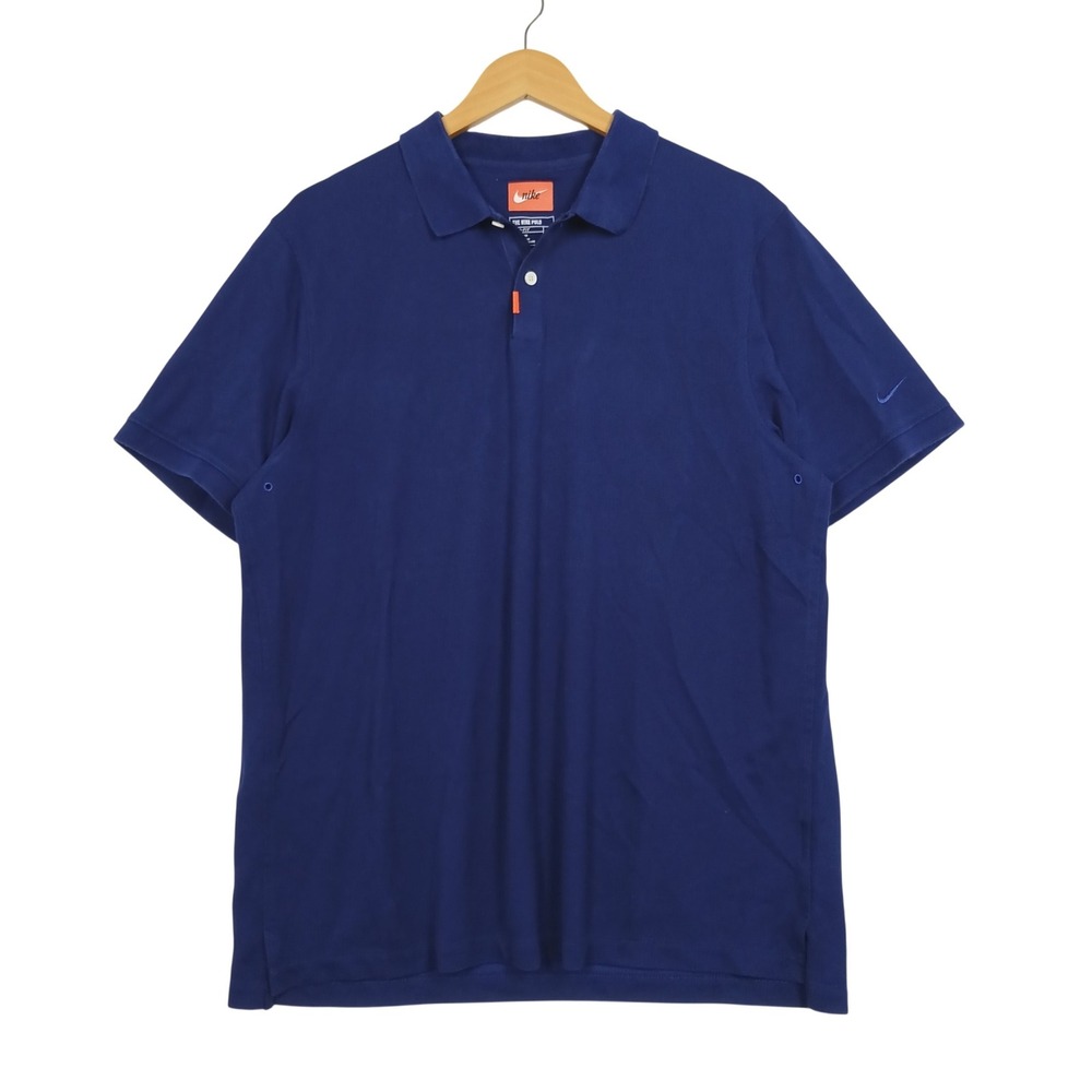 Nike The Nike Polo Dri-FIT Short Sleeve Navy Blue Pique Shirt Mens Large L 1733